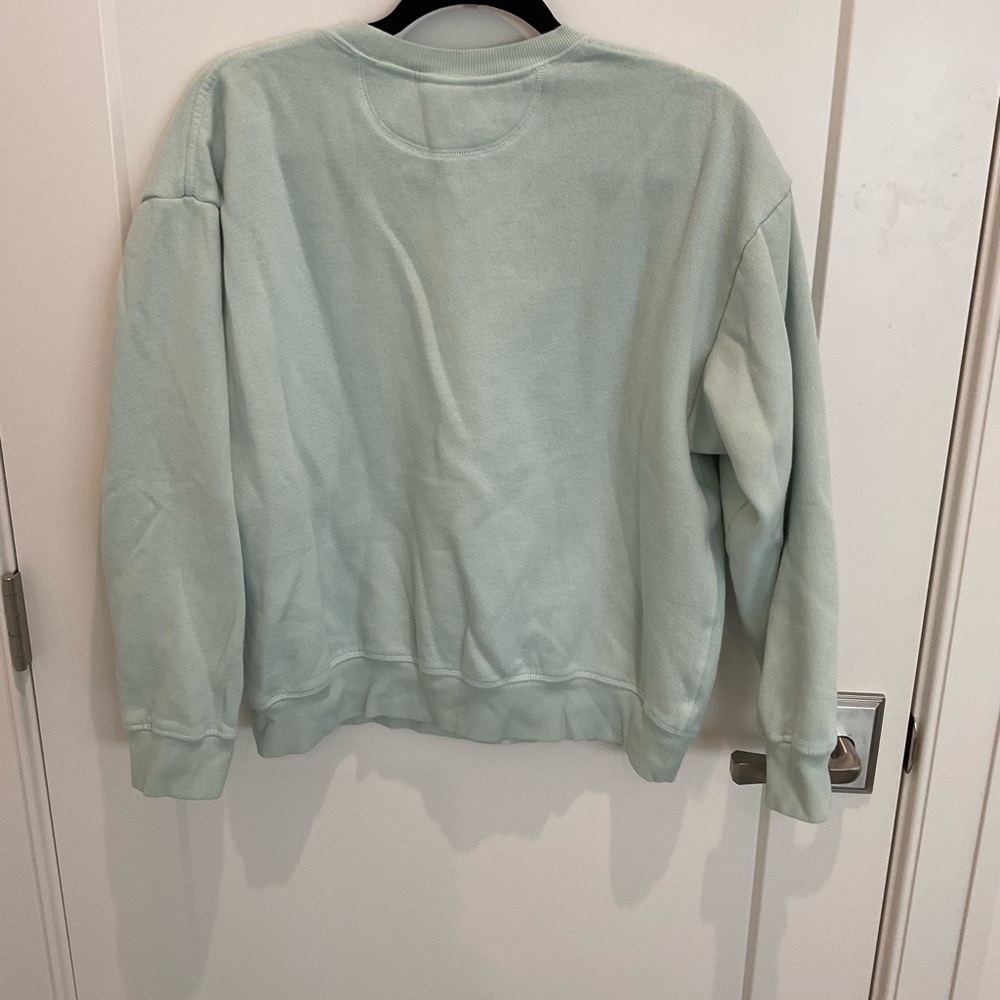 PINK Victoria's Secret Sage Green Crewneck Sweatshirt with Stripe Logo - Picture 3 of 8